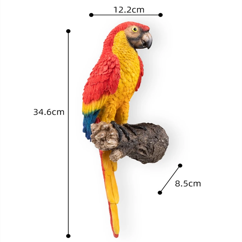 Papuga ary figurka drzewo przytulanie dekoracja wisząca ozdoby z żywicy posąg ogrodowy kreatywny imitacja zwierzęcia ściana na podwórku dekoracja