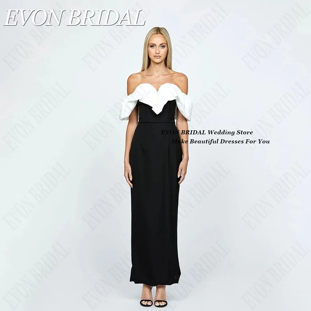 EVON-vestido De noche De satén con hombros descubiertos para Mujer, traje De sirena, Color De contraste, elegante, Formal, para FiestasVestido de noche de satén de sirena evon Bridal chaleco de contraste de pies elegan