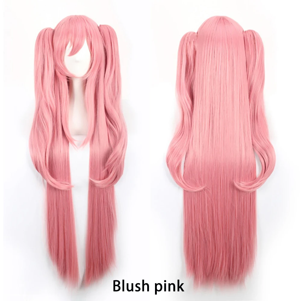 De Ending Seraphim Krulu Cosplay Synthetisch Haar 38-Inch Vampier Heks Anime Thema Party Roze Pruik Hoge Temperatuur Vezel