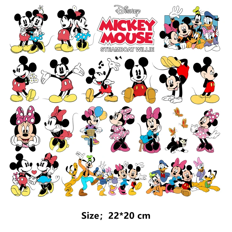 Disney MICKEY MOUSE Small stickers for children\'s clothing Iron on patches heat transfer vinyl