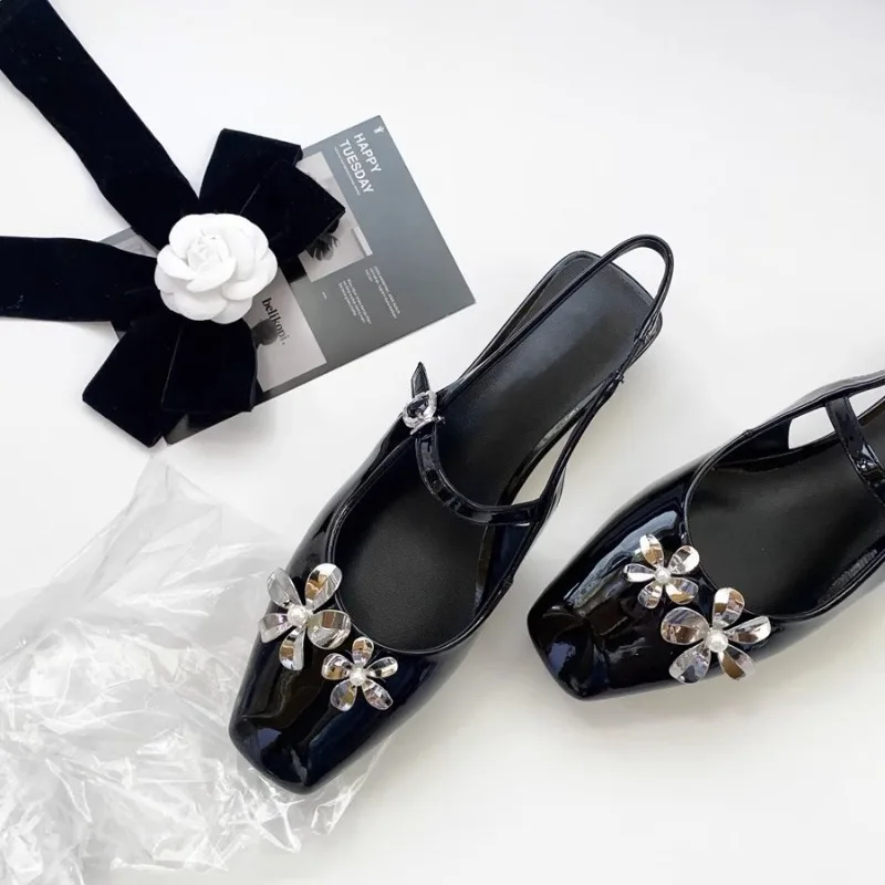 

New Womens Shoes Exquisite French Style Low Heel Sandals for Woman Fashion Flower Casual Shoes Designer Shoes Sandalias De Mujer