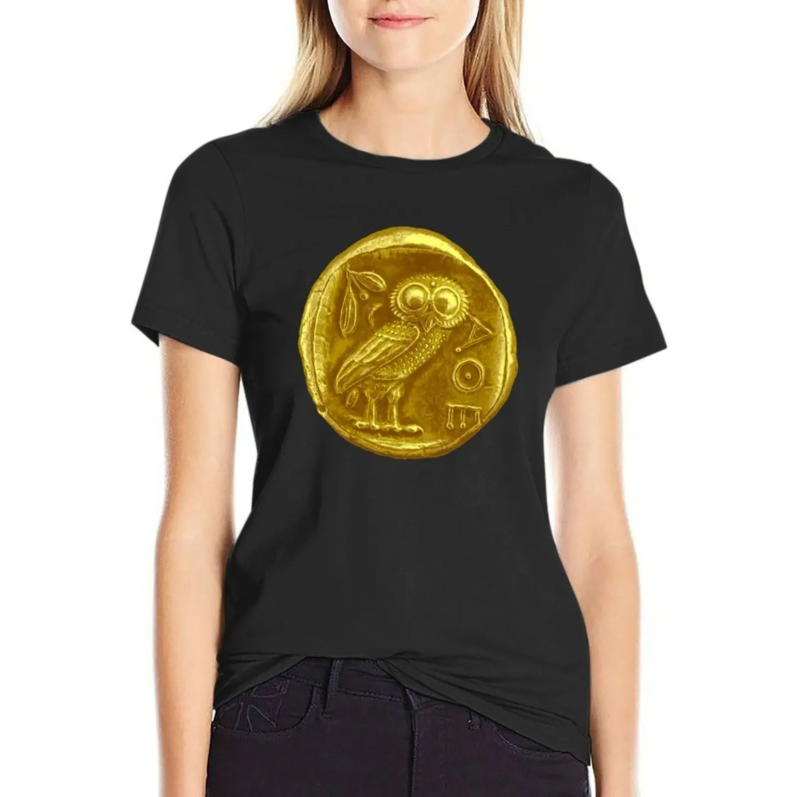 ANTIQUE OWL GOLD COIN T-Shirt funny anime clothes t-shirts for Women graphic tees funny