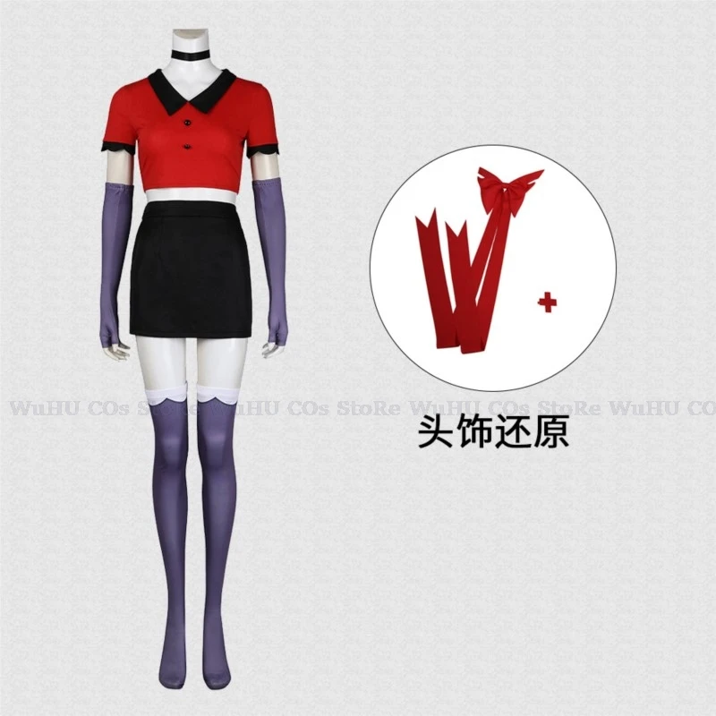 Anime hasbin Vaggie Cosplay Costume Bow Hot Uniform Adult Men Women Party Devil Radio Demon Carnival Women Halloween Full Set