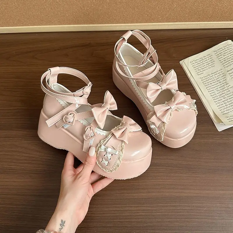 

Japanese-style Cute Sweet Single Shoes Thick-soled Waterproof Y2k Lolita Shoes Bow Mary Jane Women's Shoes 2026 New Party Wear