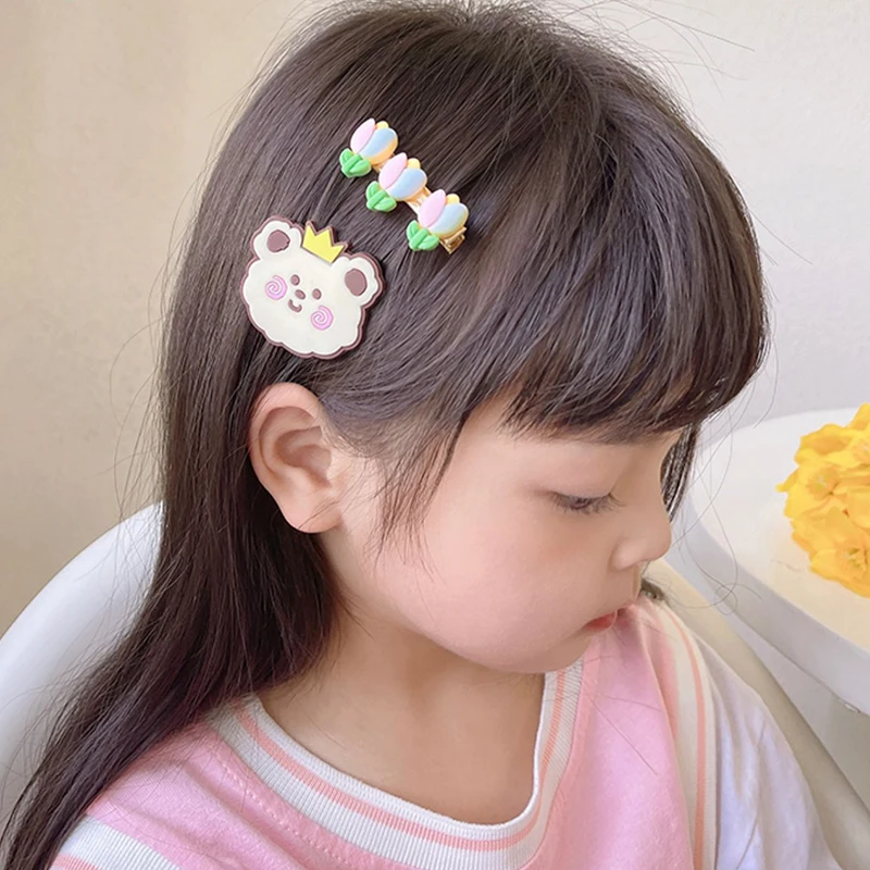 14Pcs Cartoon Bear Baby Hair Clips Cute Girls Princess Hairpins Hair Accessories image 6