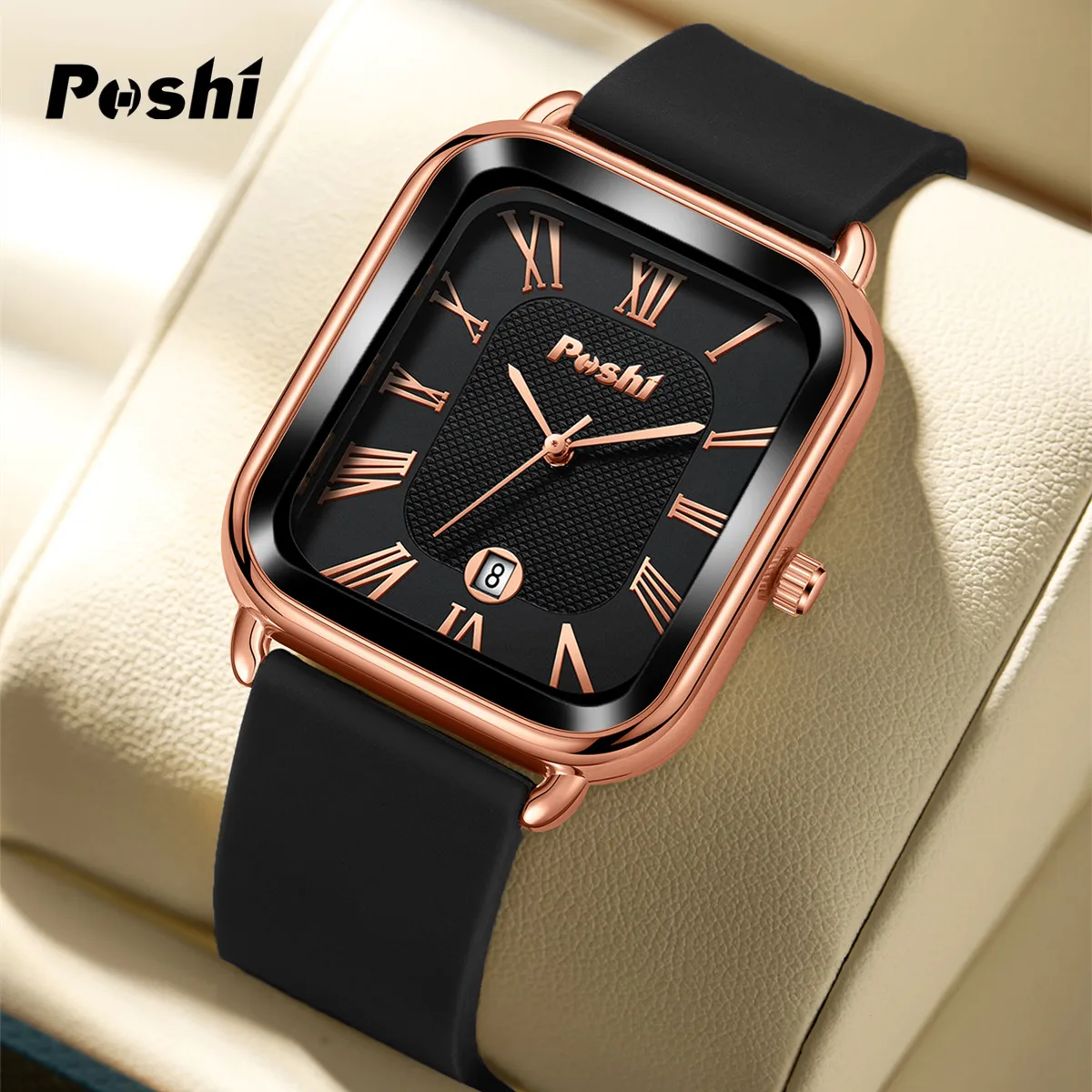 POSHI Fashion Quartz Watch Casual Luxury Women\'s Wristwatch Silicone Strap with Date Beautiful Clock