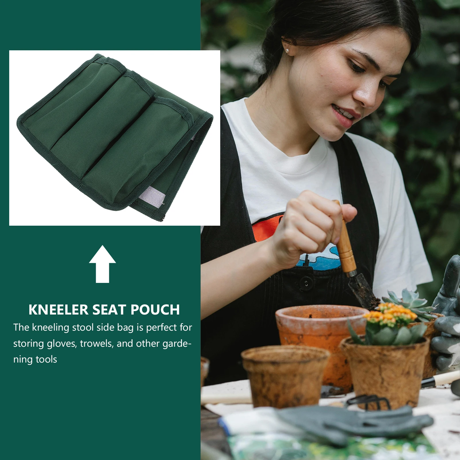 

Garden Kneeler Folding Chair Kneeling Stool Side Bag Tools Gloves Trowels Oxford Cloth Seat Pocket Green Storage Pouch Gardening