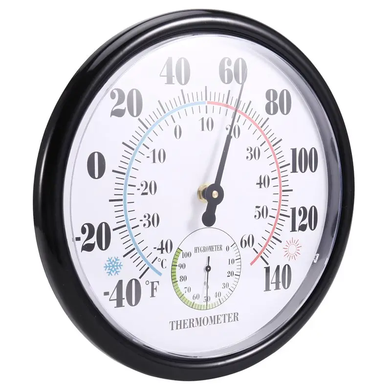 ABGH-مقياس الرطوبة التناظري الكبير 10 بوصة،-40 °   F إلى 140 °   F، مقياس حرارة داخلي وخارجي، قرص دائري سهل القراءة