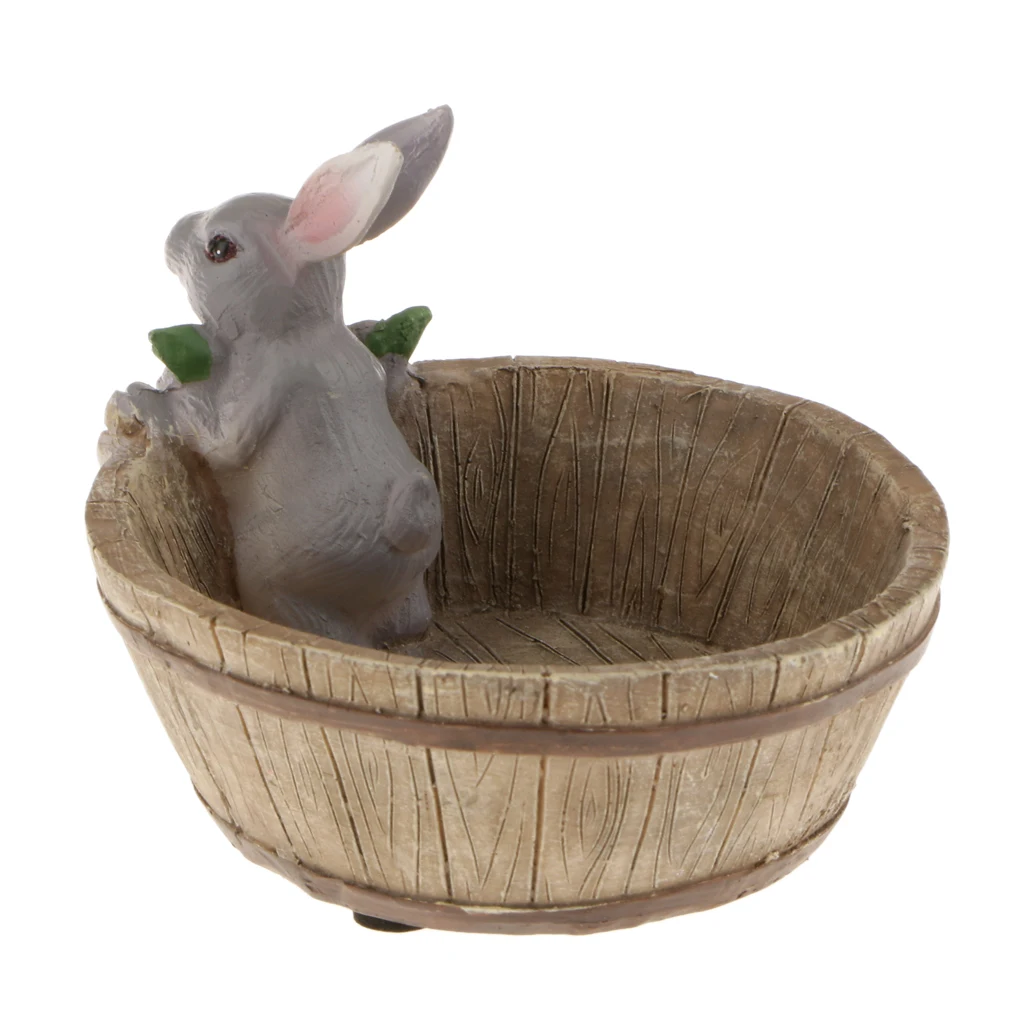 Creative Flower Pot Gray Rabbit Succulent Planter Cute Animal Decorative Resin Plant Pot for Home Garden Balcony Decors