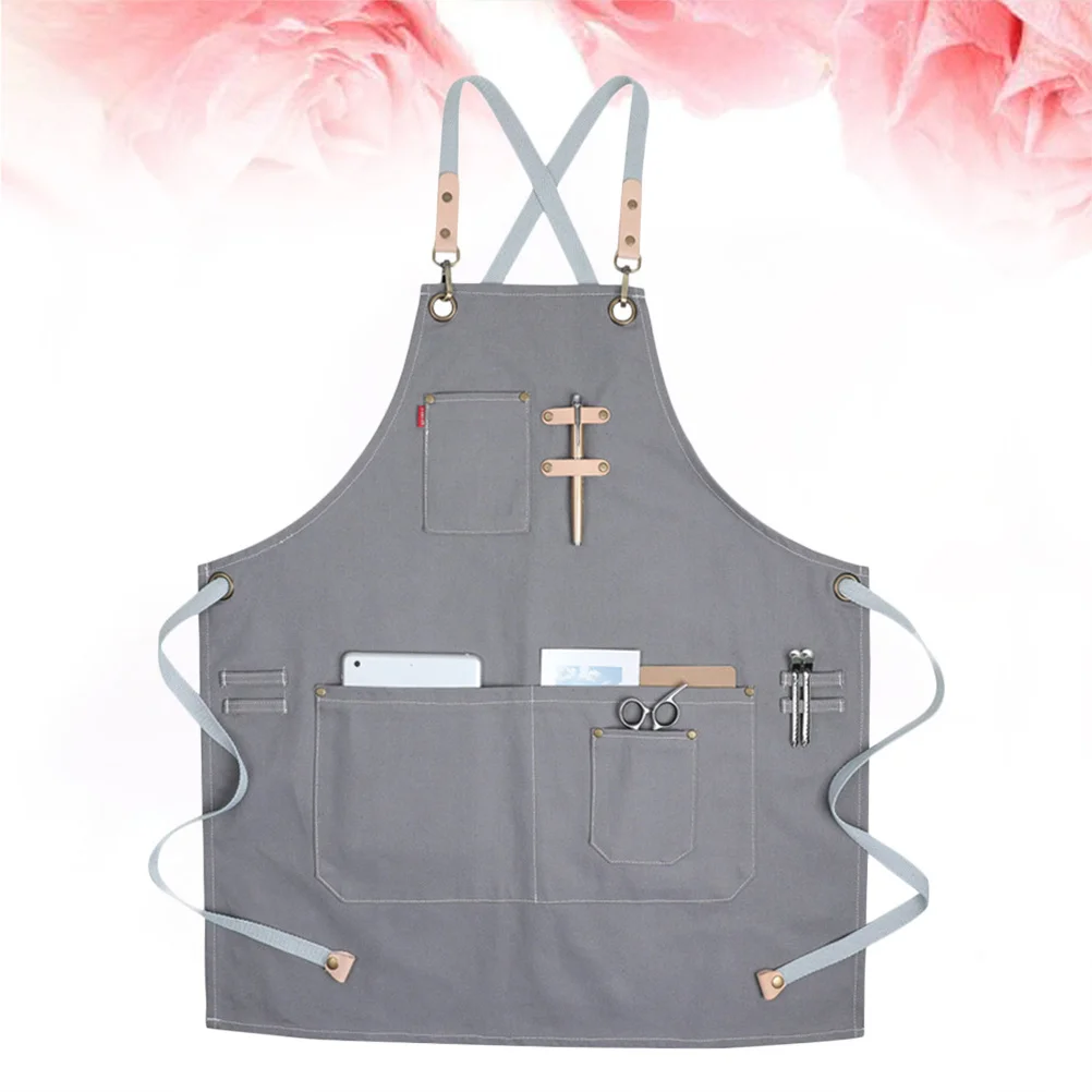 

Canvas Halter Apron Unisex Adjustable Straps Cooking Kitchen Serving Pocket Suitable for Restaurant Cafe Barbecue Garden