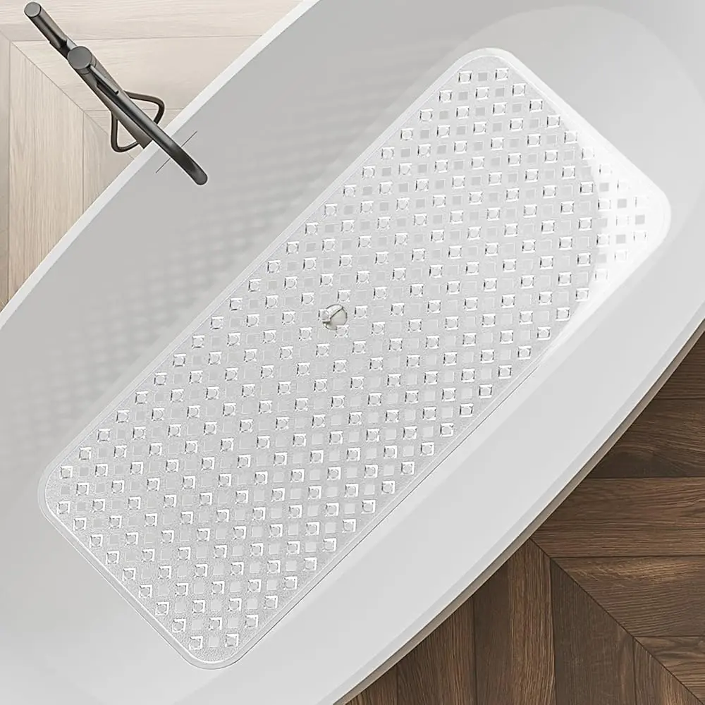 

Shower Mat - 35\x16\ Bathtub Mat Non Slip with Suction Cups and Drainage Holes, Long Non Slip Bathtub Mat, Durable Machine W