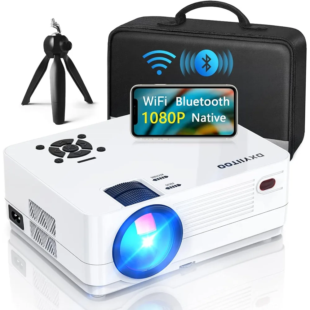 

Native 1080P Projector with WiFi and Two-Way Bluetooth, Full HD Movie Projector for Outdoor Movies, 300" Display Projector 4k