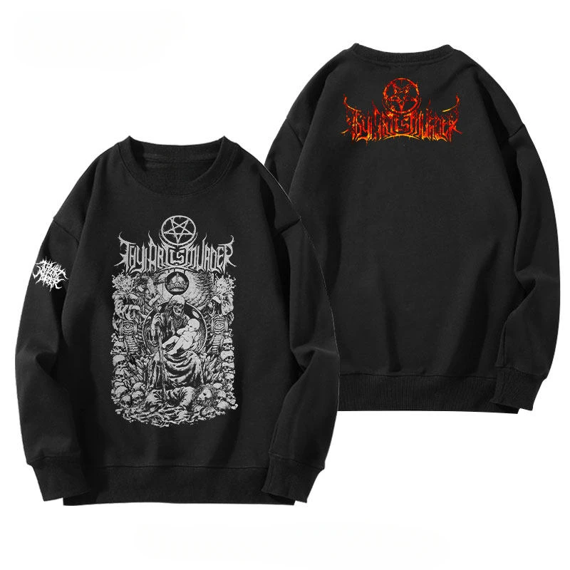 Hot Australian Deathcore Band Thy Art Is Murder's Round-neck Pullover Hoodie Men Featuring Hardcore Rock Style and Retro Design
