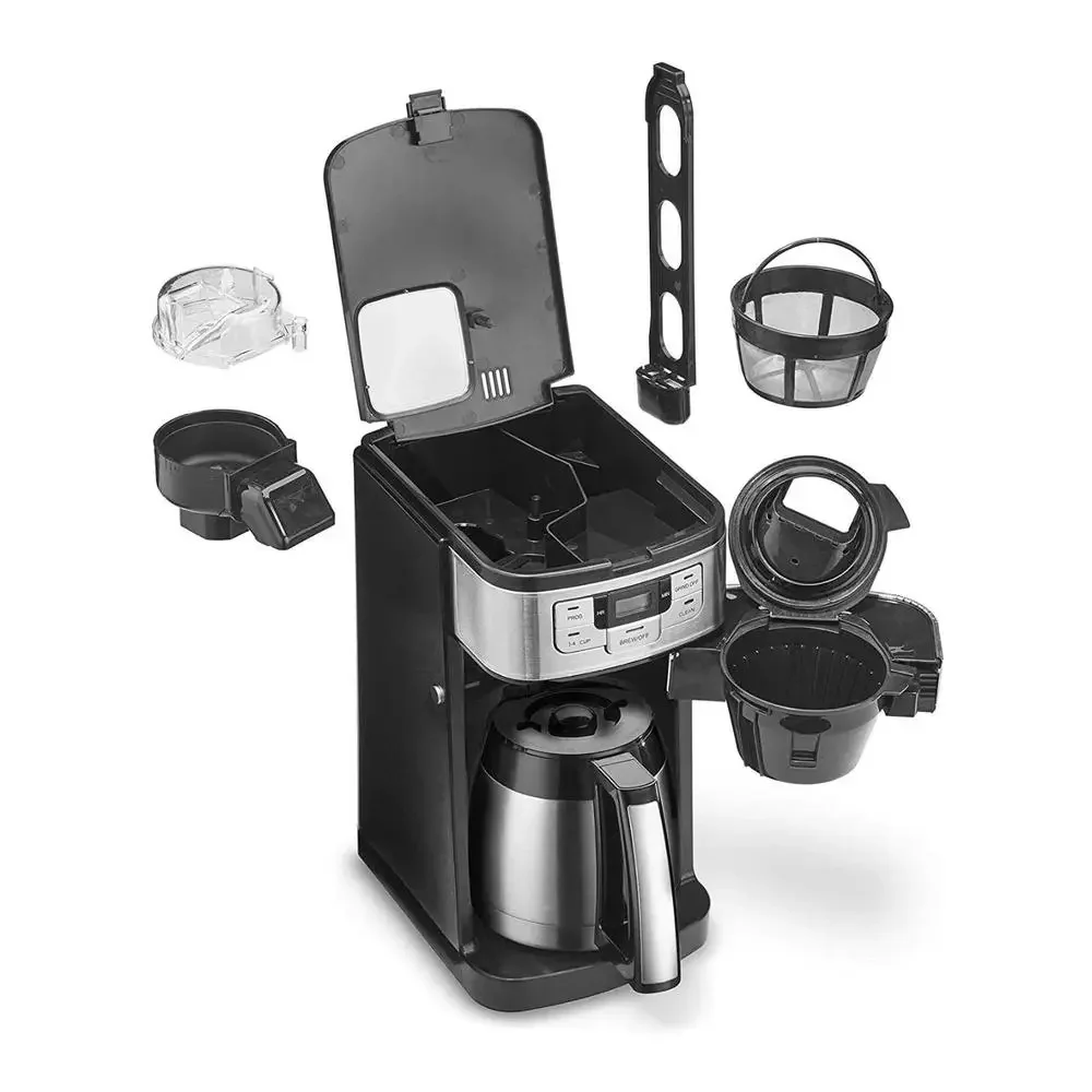 Cafetera de 10 tazas con molinillo, máquina de goteo programable automática, jarra de vidrio, máquina de café expreso de 1025W, uso doméstico