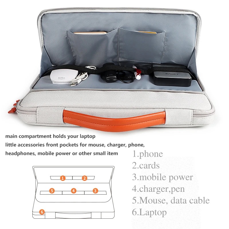 Bolsa de transporte portátil à prova de choque, MacBook Air 13 M2 Chip, Mac Book Pro 14 15 16 2023, Huawei, Dell, Acer, Asus, HP, 13,3 15,6"