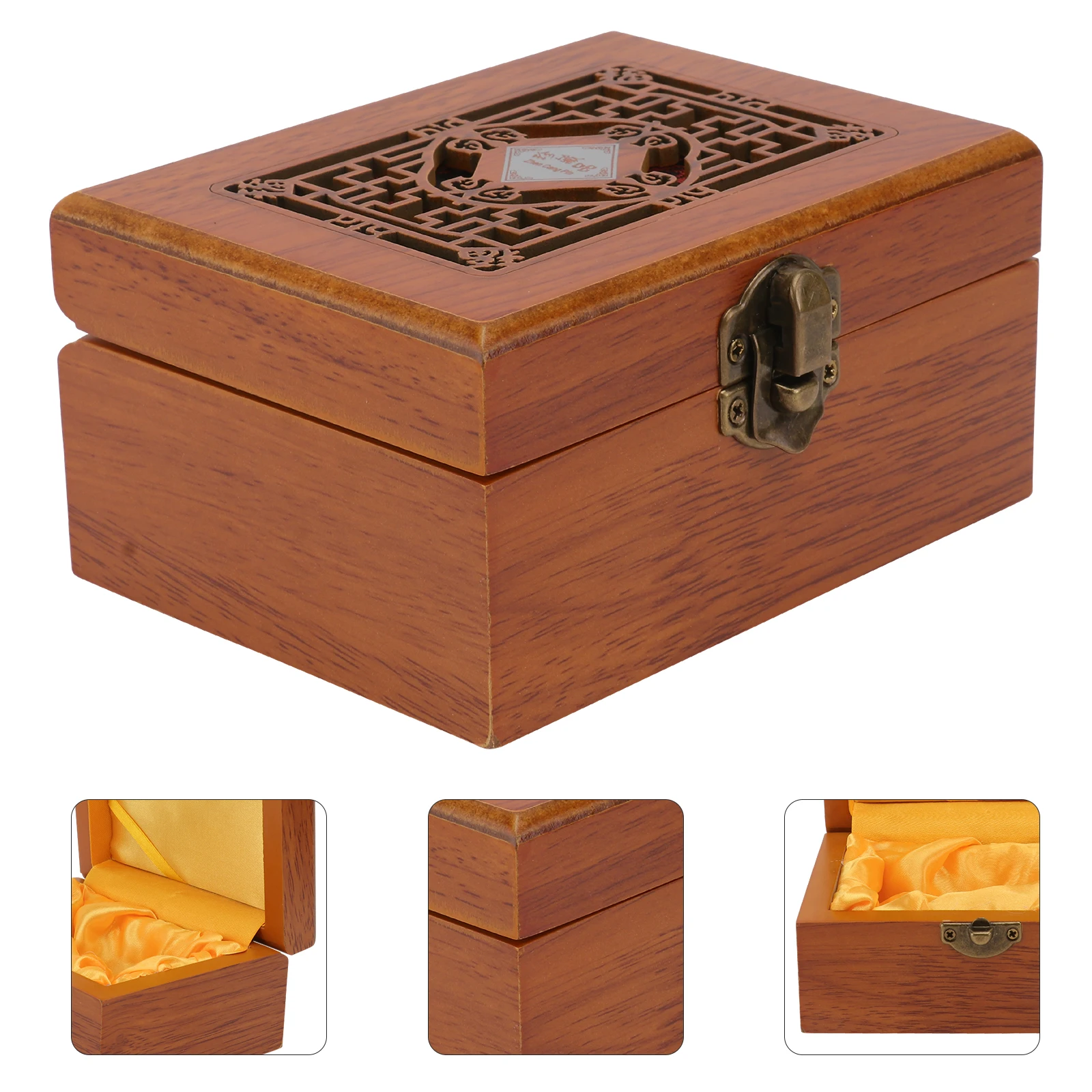 

Wood Jewelry Storage Gift Ring Box For Wedding Carving Design Scratch-Proof Lightweight Organizer Case Bracelet Necklace Wood