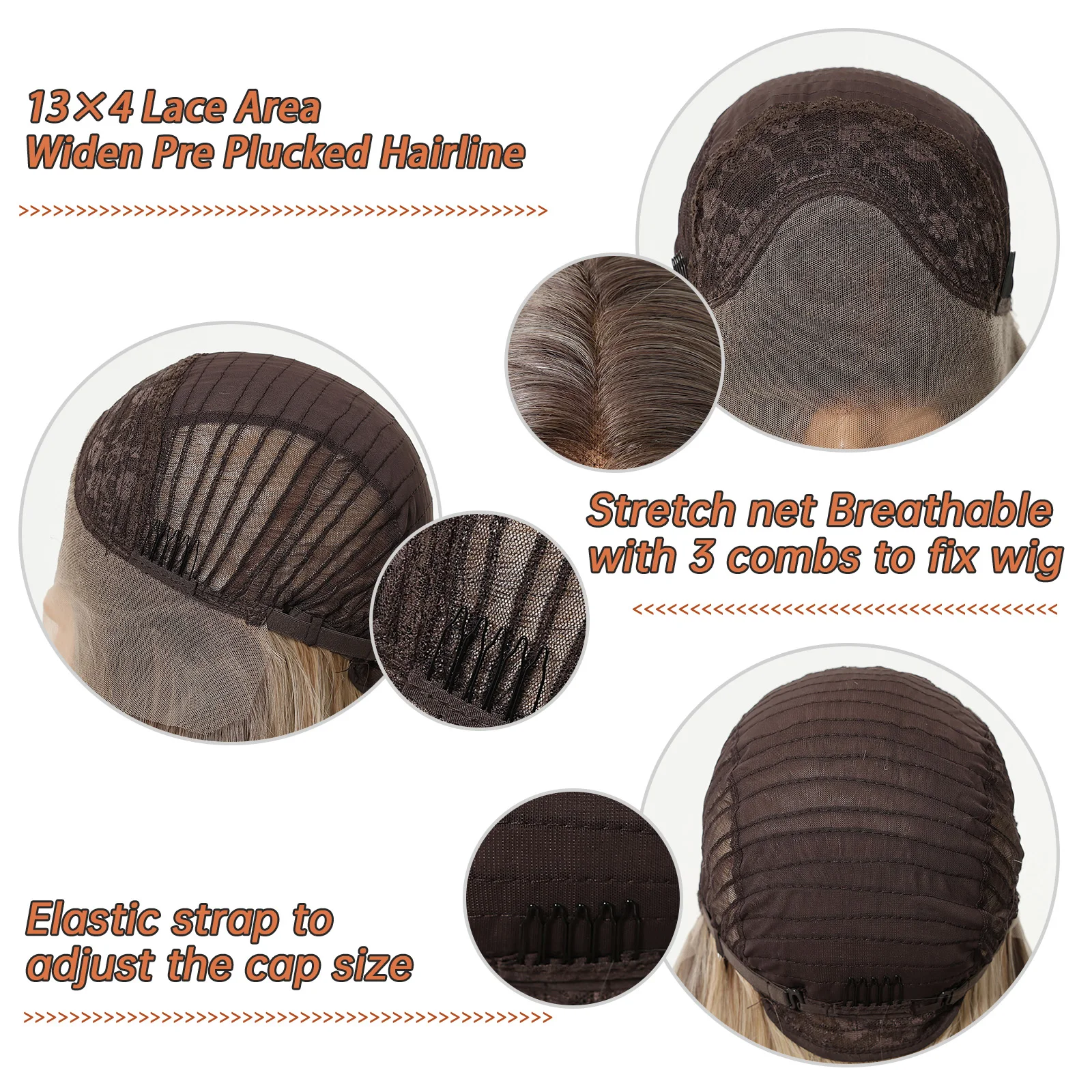 HAIRCUBE Mixed Light Brown Straight Wig Natural Hairline 13*4 Transparent Lace Front Synthetic Wig For Women Daily Party Cosplay