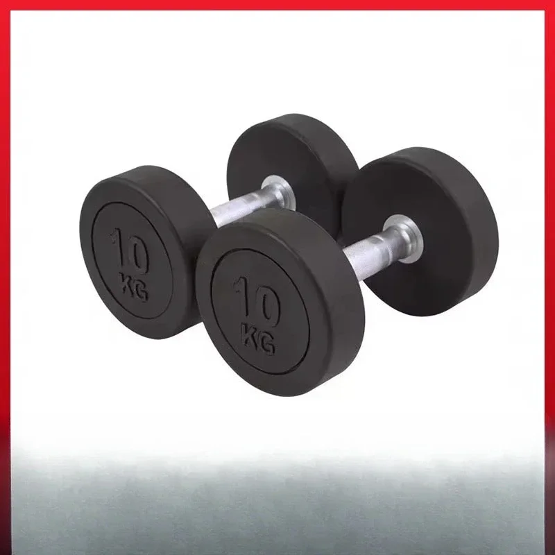 Round Head Fixed Dumbbells Men's Fitness Equipment Rubber Dumbbells Gym Household Commercial Pure Steel Dumbbells