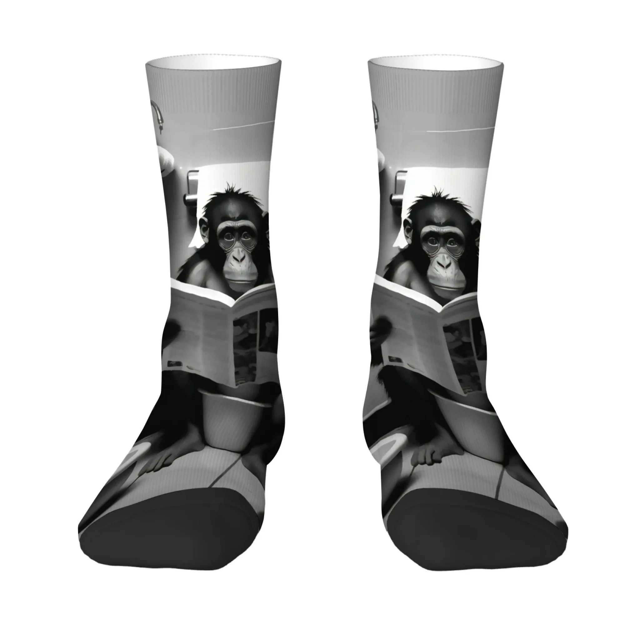 

Funny and Quirky Gorilla Toilet Print Men's Socks Comfortable and Breathable Socks Street Hip-hop Rock Harajuku Style Socks