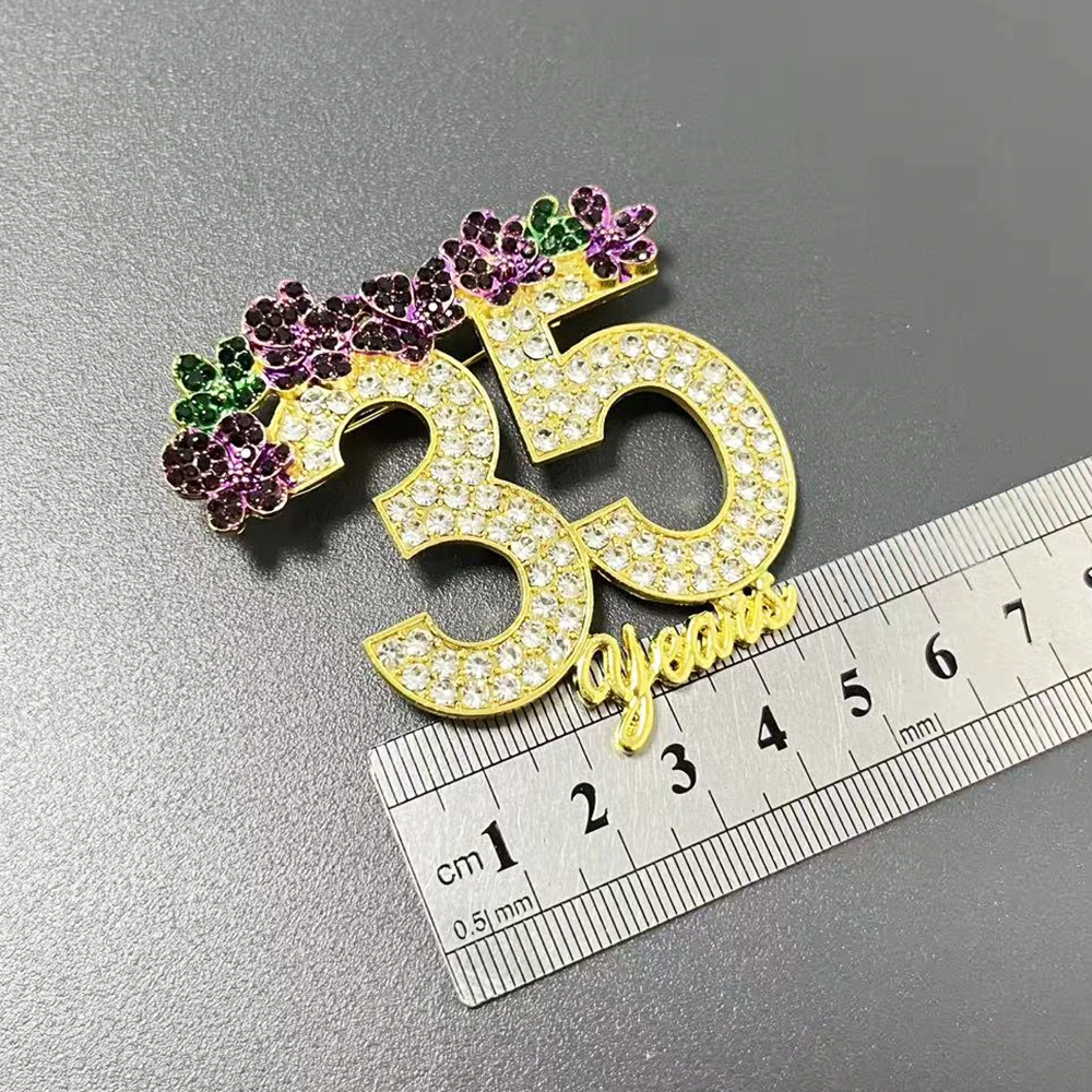 Delta Sisters 35th & 50th & 75th Anniversary Violet Rhinestone Brooch
