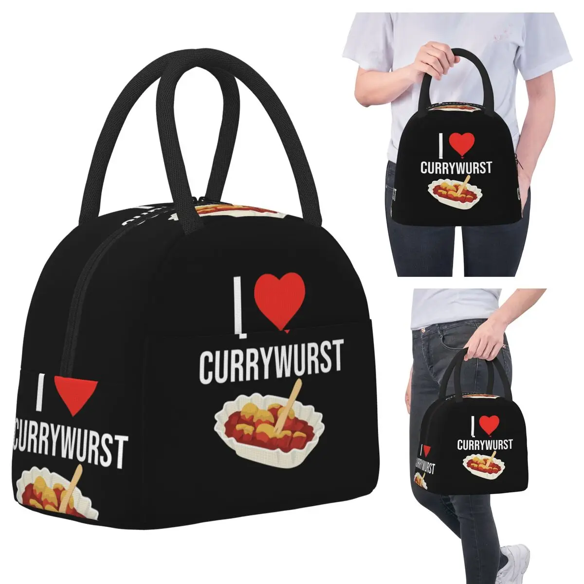 

I Love Currywurst Ruhrpott Сумки для обеда Изолированная коробка для бенто Водонепроницаемая сумка для обеда Сумка для пикника Сумка-холодильник для женщин и детей Офис