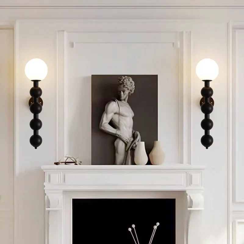 Französische mittelalterliche Wandleuchte, amerikanisches Retro-Walnussholz, Wohnzimmer, Schlafzimmer, Zimmerwand, Massivholz, Nachttisch, LED