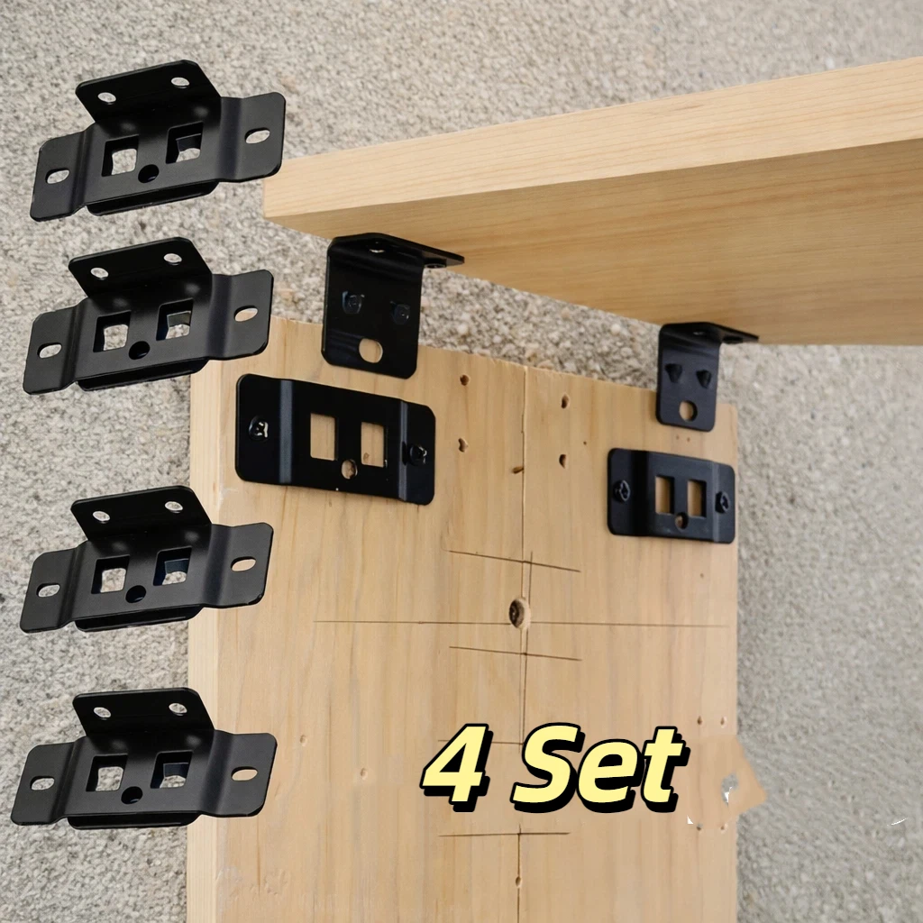 4Sets 2-In-1 Metal Fixing Buckle Heavy-Duty Insert Furniture Laminate L Shaped 90 Degree Connector Bracket Hardware Easy Install