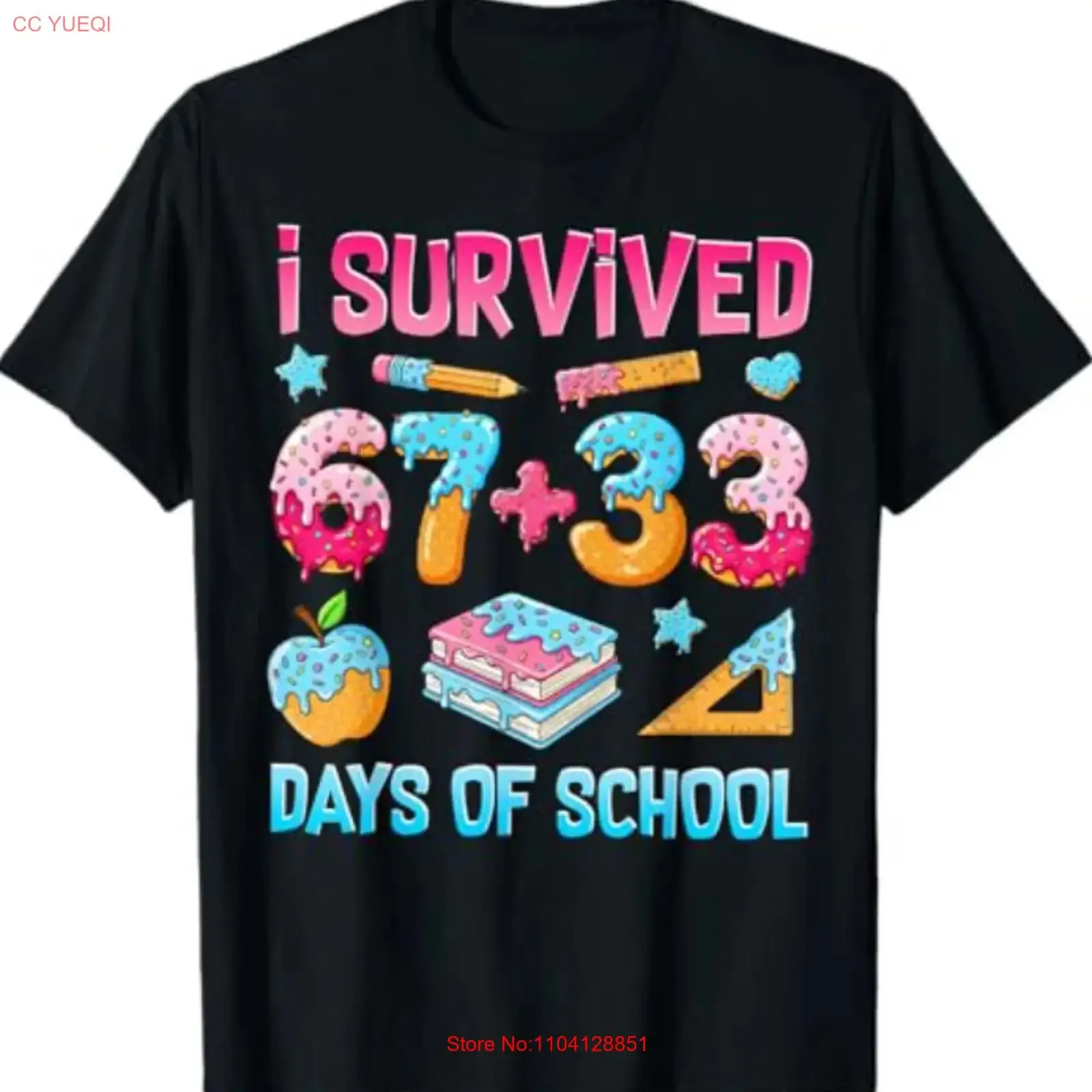 

Футболка с мемом "Я выжила 67 33 дней в школе" в винтажном стиле, с эффектом потертости, стритвир, эластичная, стильная, унисекс, универсальная, модная