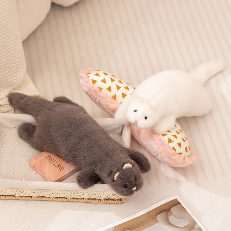 Jouet en peluche de vison simulé, Mustela Putirius Furo, Posture couchée, poupée apaisante, décoration de voiture, cadeau d'anniversaire pour enfants et amis