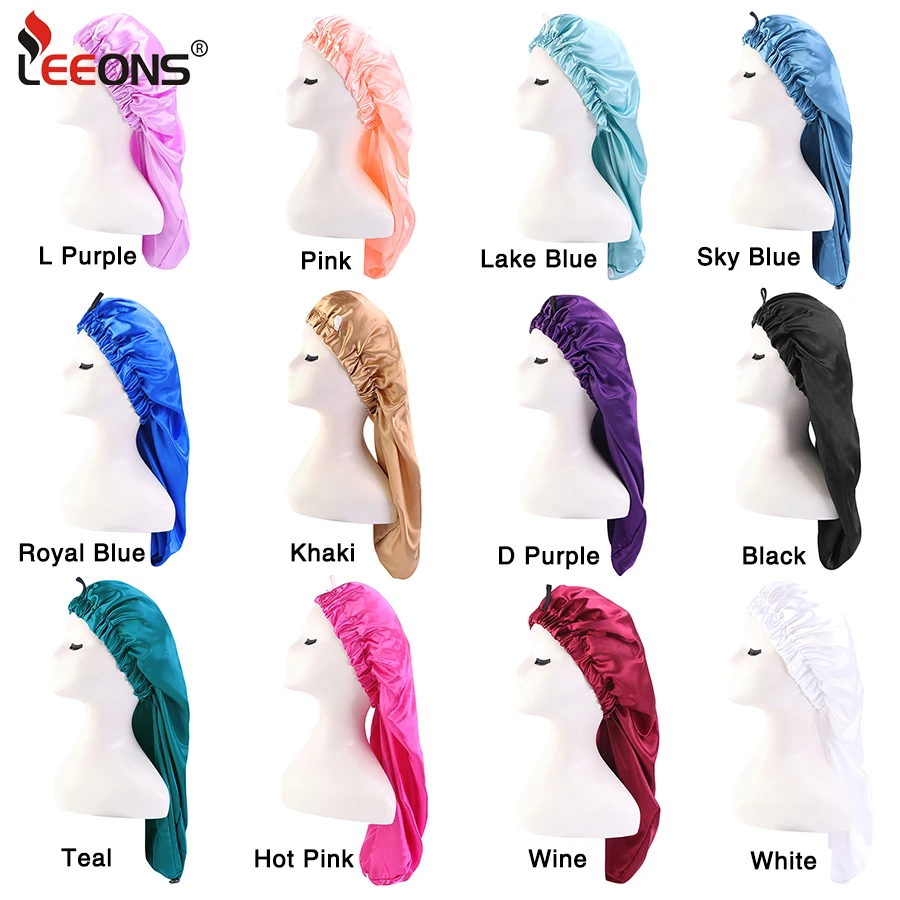 Foldable Elastic Night Cap Satin Sleep Cap For Long Curly Dreadlock Braid Hair Extra Large Sleep Bonnets Protect Hair For Women