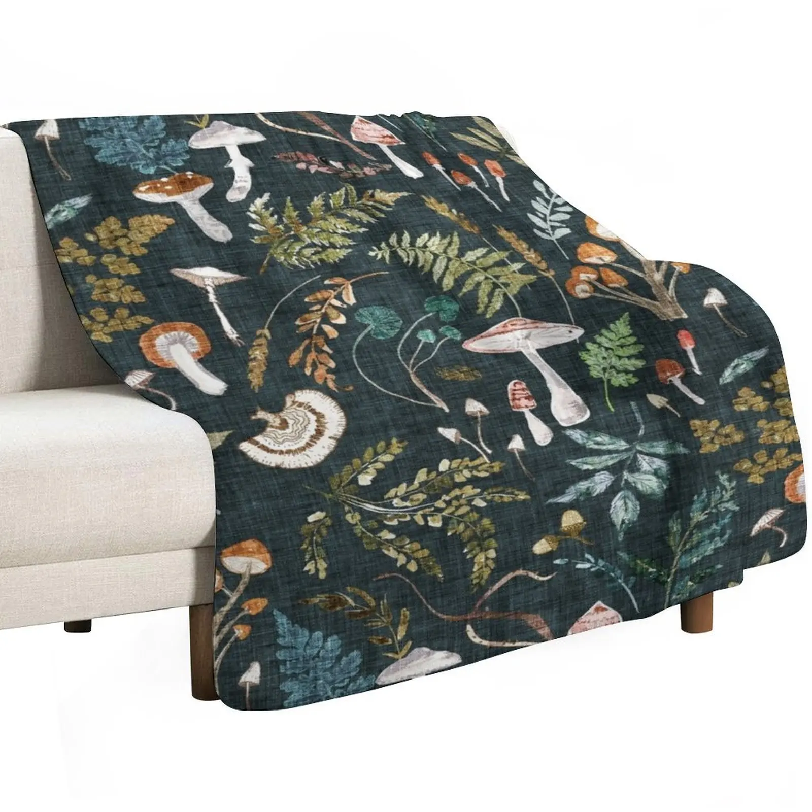 Mushroom Grove (midnight) Throw Blanket funny gift warm winter Warm warm for winter Sofas Furrys Blankets
