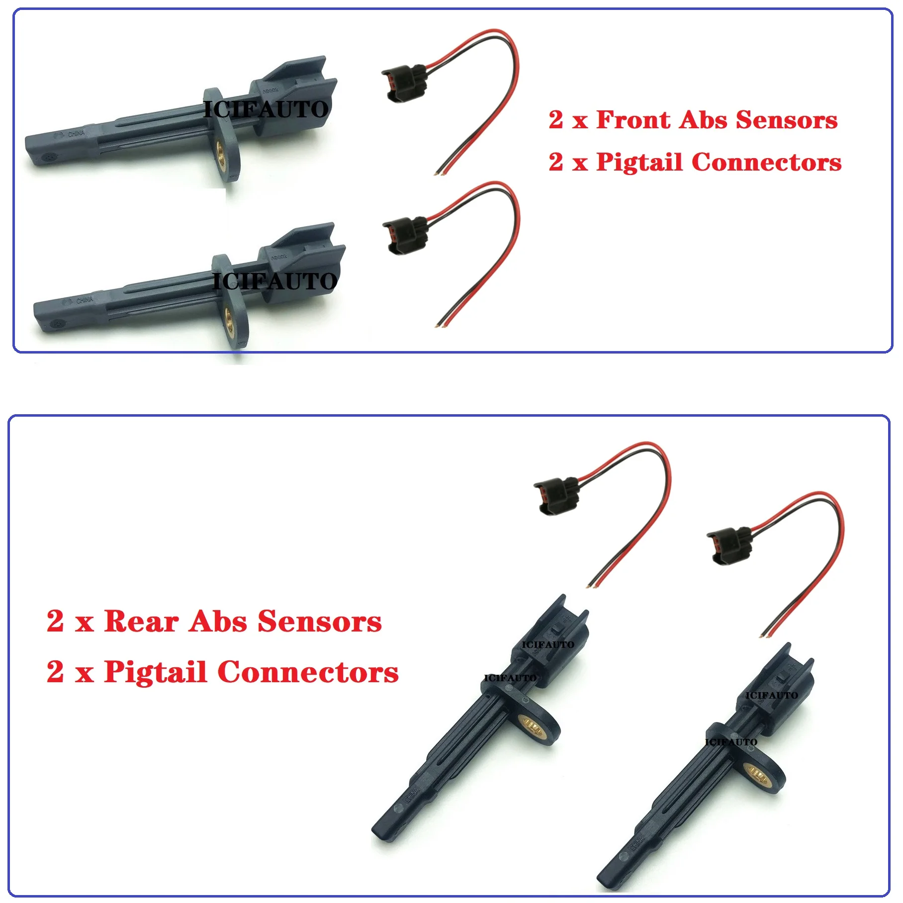 

2/4 Sets Abs Wheel Speed Sensor+Pigtail Harness Connector for Volvo S60 S90 V60 V90 XC60 XC90 OE# 32279594,31362355,31362356