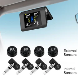 태양열 TPMS 자동차 타이어 압력 모니터링 시스템, 4 외부 또는 내장 센서 LED 디스플레이