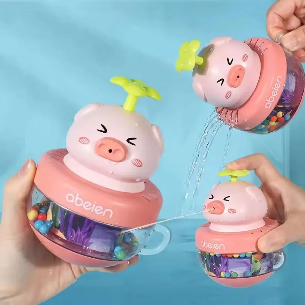 Easy Cleaning Anti-fall Baby Bathing Toy Bell Spray Water Cartoon Tumbler Press Type Interactive Infants Sprinkler Toys Bathtub