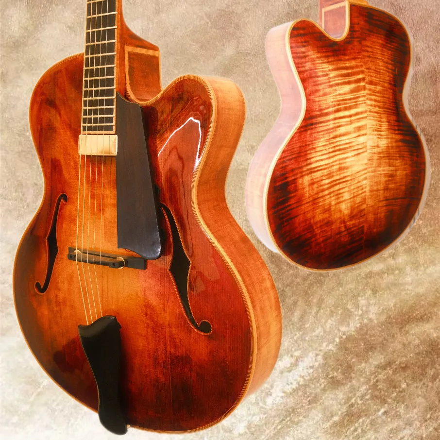 

Yunzhi Luthier Handcrafted 17" Jazz Guitar Archaise Color Spruce Top Ebony Maple Hollow Body Electric Guitar Humbucker/Single