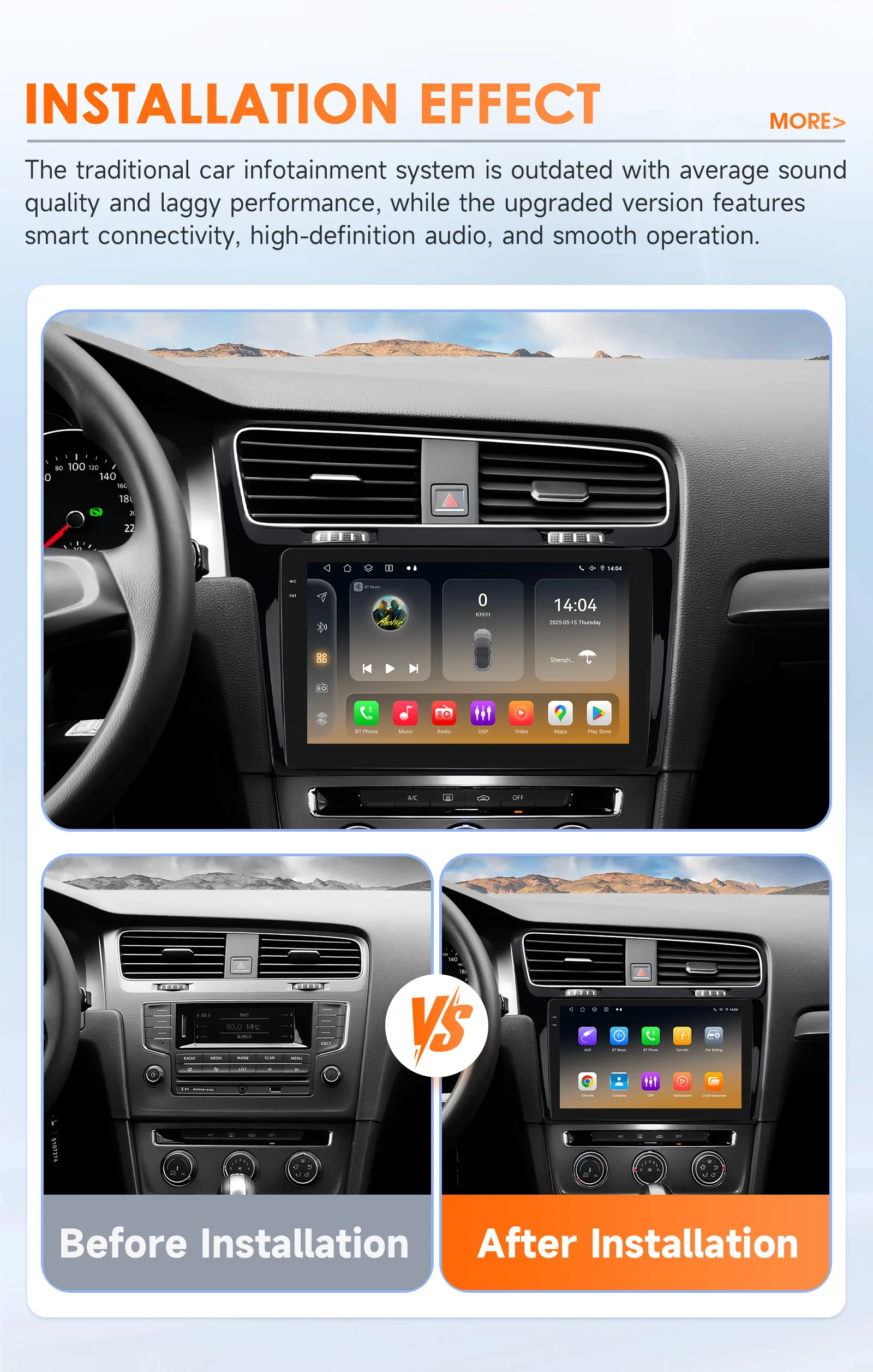 Android Auto Multimedia für Volkswagen Golf 7 2013–2017 Autoradio Stereo 4G Wireless Carplay WIFI GPS 8core von Snapdragon 6115 – Detail 5