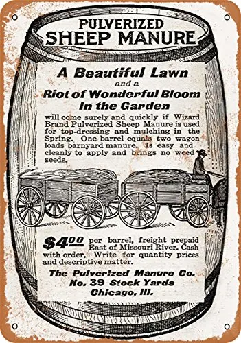 Wall-Color  Metal Sign - 1909 Pulverized Sheep Manure - Vintage Look