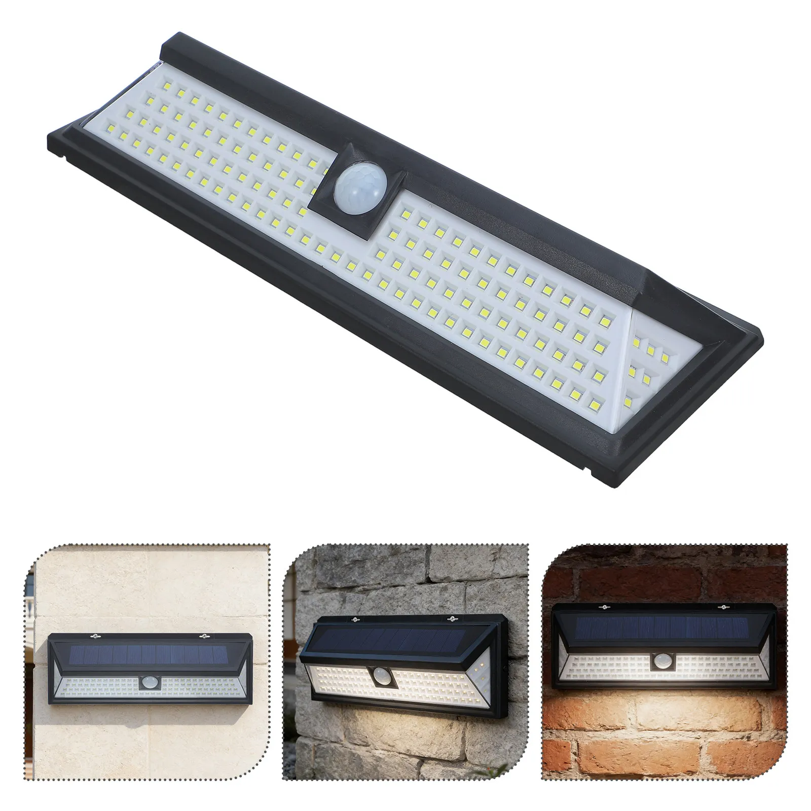 

118 LED Solar Wall Lamp with Motion Sensor Auto on At Night Outdoor Garden Courtyard Balcony Weatherproof Rustproof Bright Cold