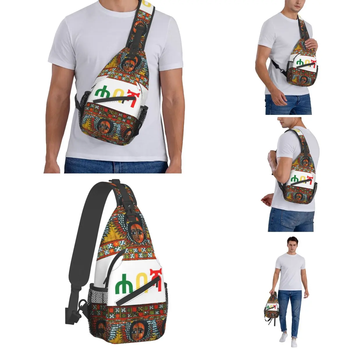 Äthiopischer Stolz Luxus Schulter taschen Brust Cross body Schulter Schlinge Rucksack Wandern Reise Tages rucksäcke afrikanische Kunst traditionelle Packung