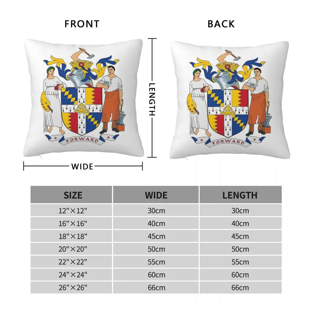 Coat Of Arms Of Birmingham England Square Pillowcase Polyester Linen Velvet Printed Zip Decor Home Cushion Cover