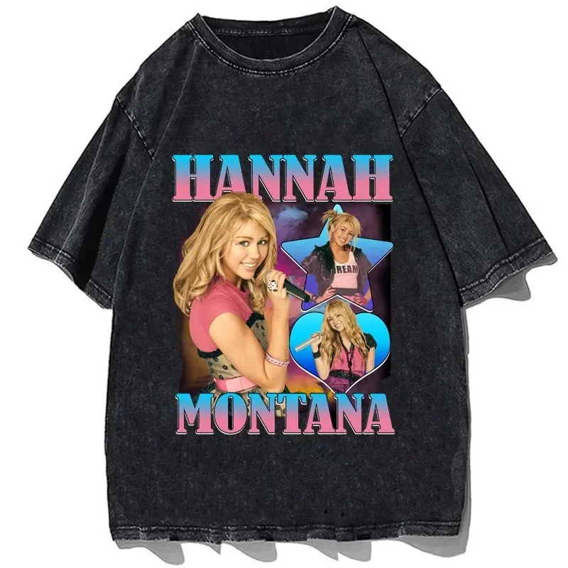 Summer Hannah Montana printed cotton t shirts streetwear fashion men short sleeve T-shirt Harajuku oversize tees tops clothing