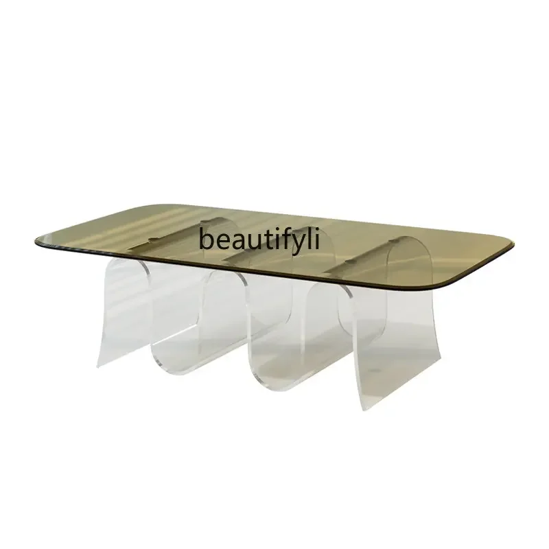 

zq Акриловый чайный столик с дугой для гостиной, дома, дизайнерский креативный стол High Sense