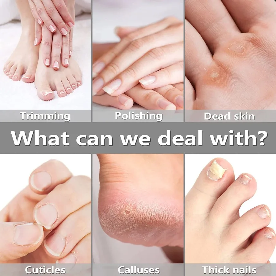 Kit eléctrico de manicura y pedicura con lima de uñas eléctrica para uñas naturales y uñas gruesas, herramientas de amortiguación para recortador de manos y pies