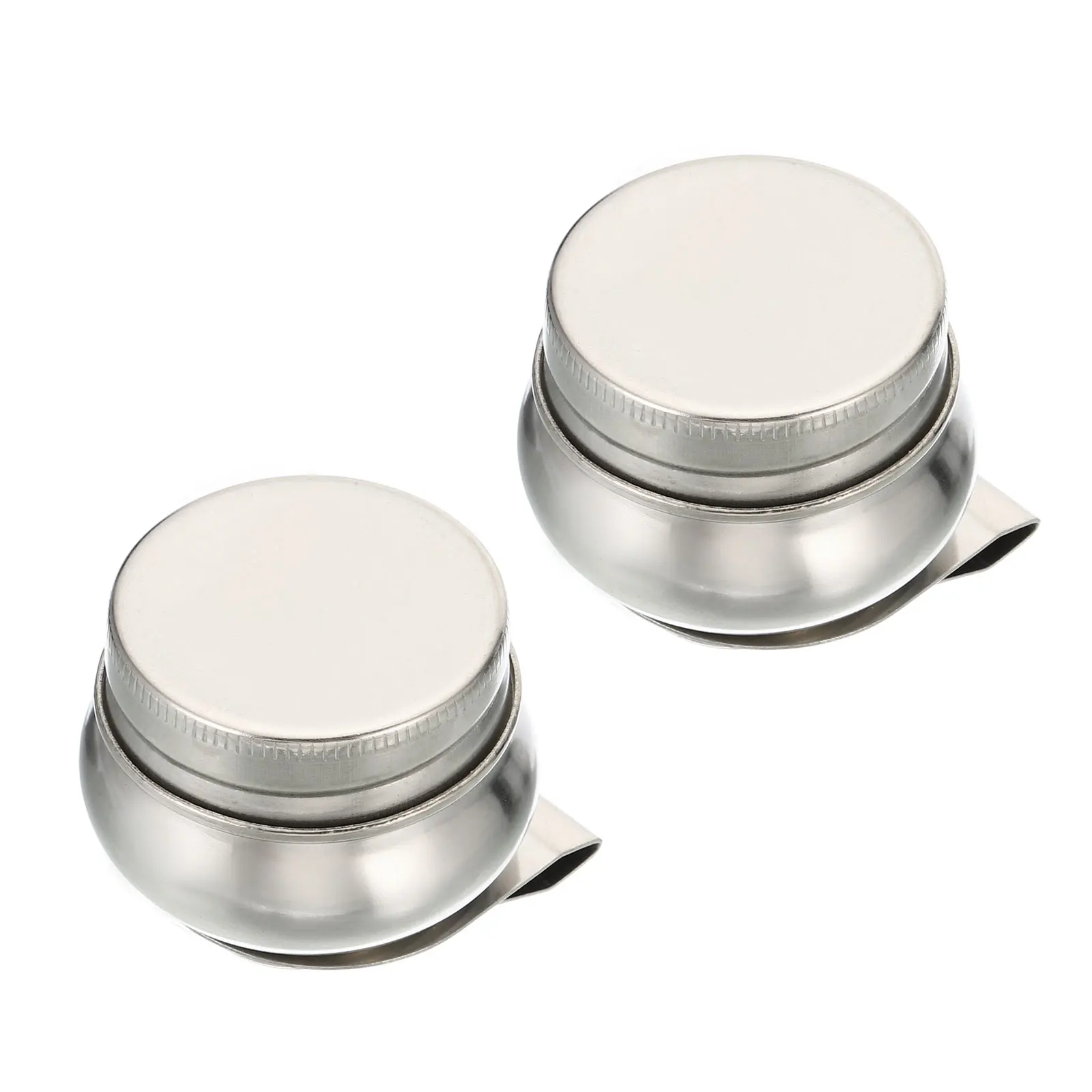 

2/3Pcs Stainless Steel Drum Painting Palette Oil Paint Pot Single Hole Dipper Easy Clean Drawing Tools Palette Cup with Lid Clip