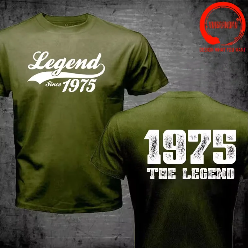 1975 Vintage Legend Since 1975 T Shirt Men Fashion Trendy Casual Clothing Stylish Tops Tee Shirt Leisure Tshirt Men's T-Shirt