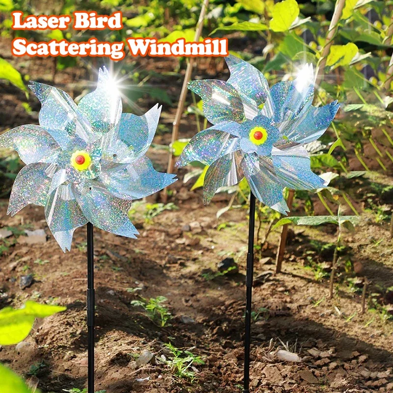 Laser Bird Repelling Windmill Outdoor Pigeon Repellent Tools Sparkly Scarecrow Pinwheel Garden Rotating Windmil Pest Control