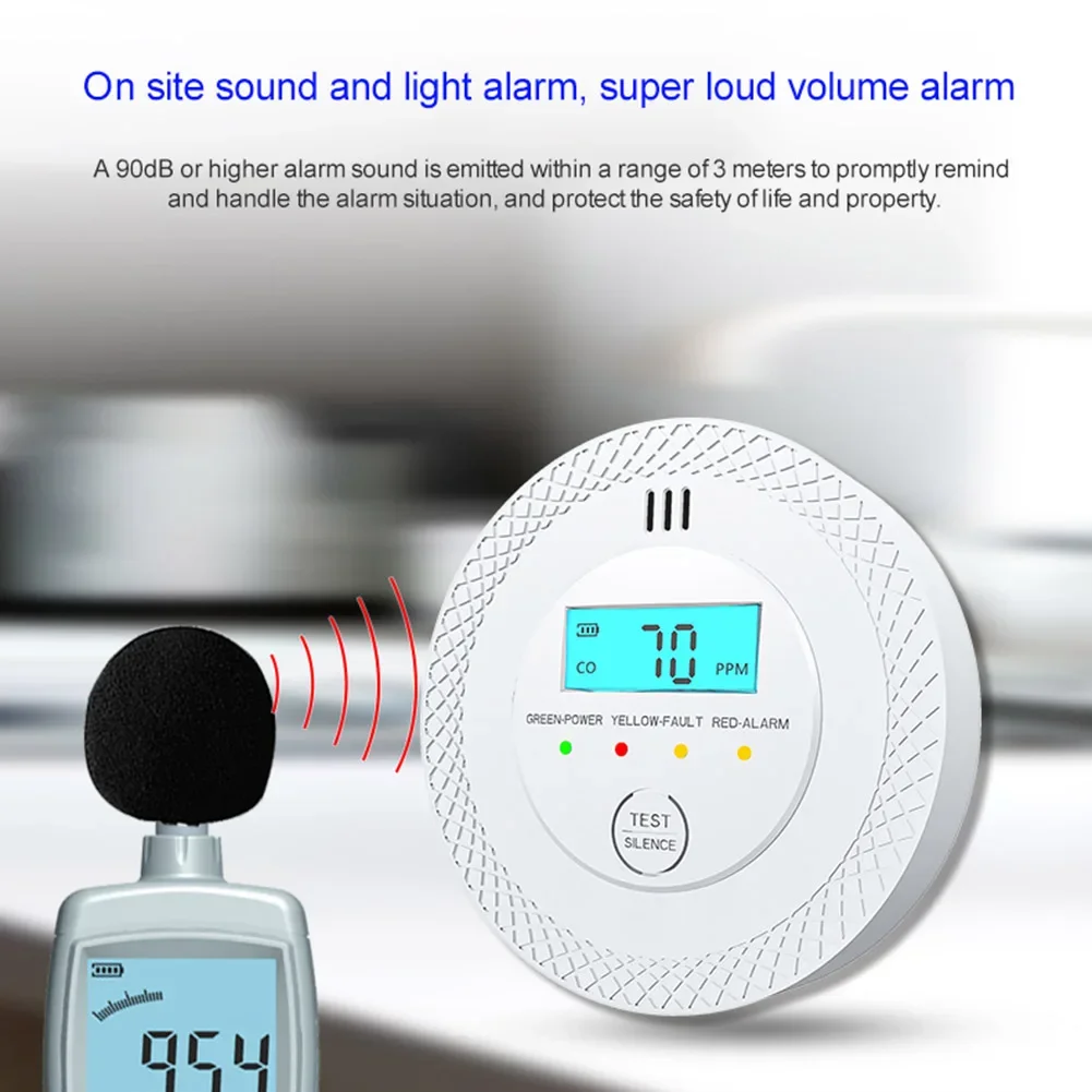 Carbon Monoxide Alarm Detector Battery Powered Smoke and Carbon Monoxide Detector Alarm LCD Display CO Detector for Home Depot