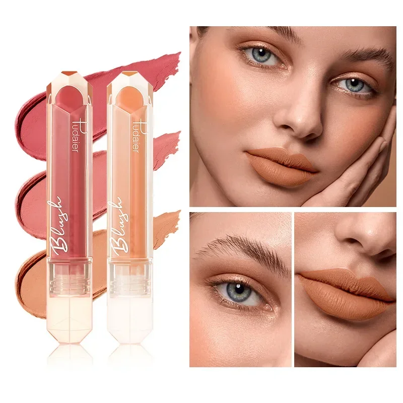 Nuovo fard in crema multifunzionale di alta qualità Fard per il viso Rossetto per idratazione naturale Rosso Rosa Singolo colore Stick per labbra nudo