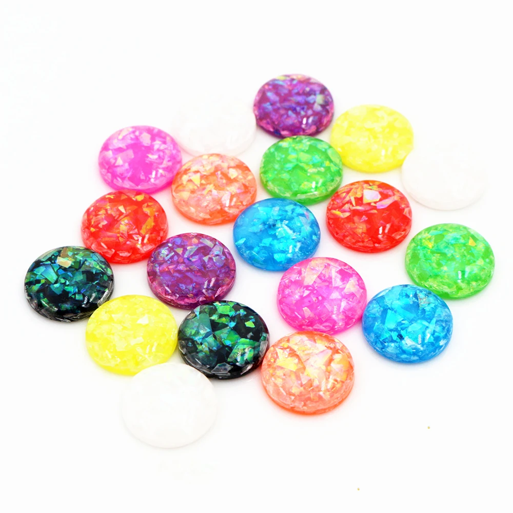 6mm 8mm 10mm 12mm 14mm 16mm 18mm 20mm nowa moda Mix kolor wbudowana folia metalowa płaski powrót żywica Cabochons Cameo