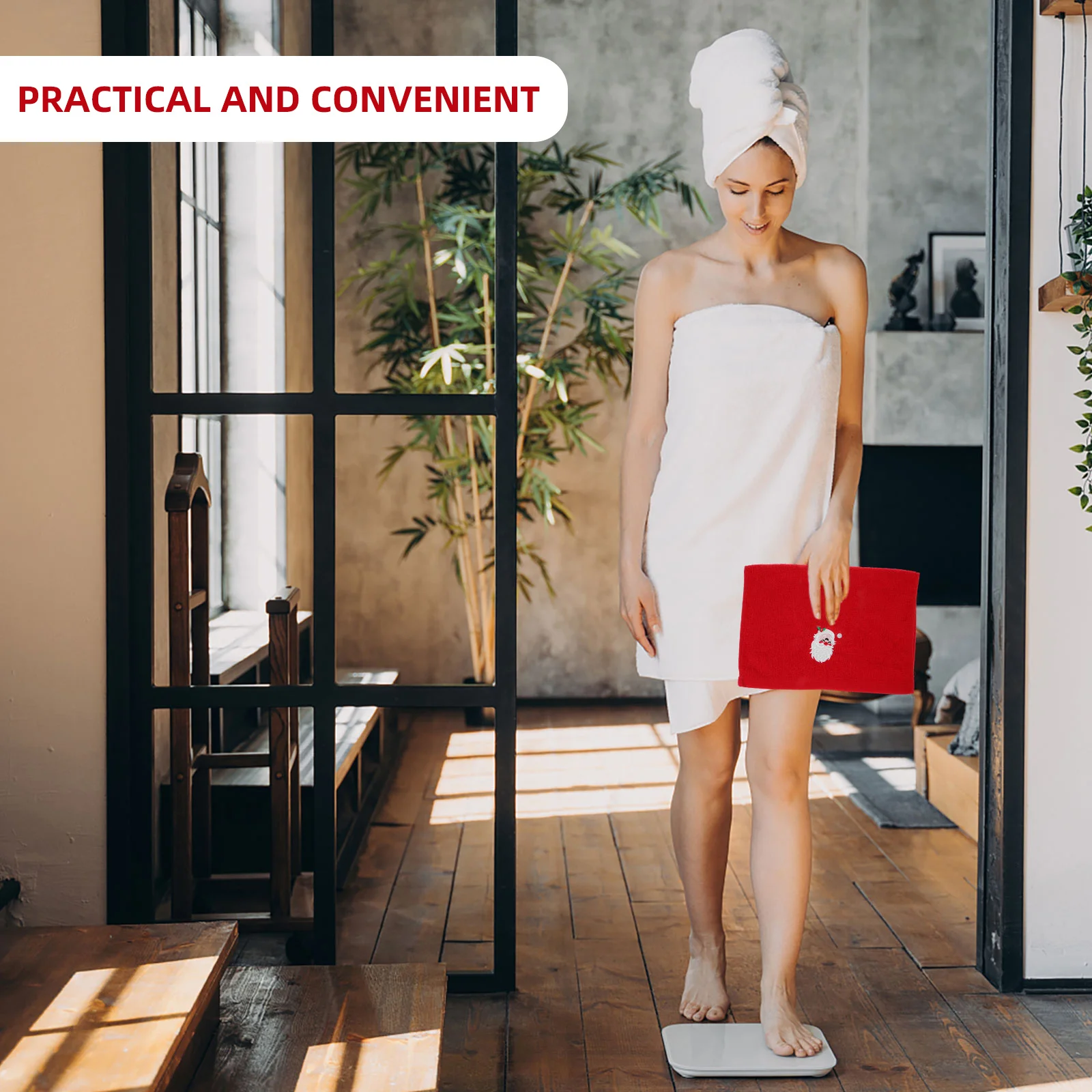 

3Pcs Christmas Embroidered Hand Towels Soft Cotton Quick Absorption Holiday Bathroom Kitchen Decorative Xmas Santa Towels